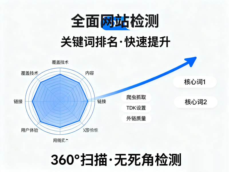 SEO诊断服务展示，网站问题分析和报告的示意图